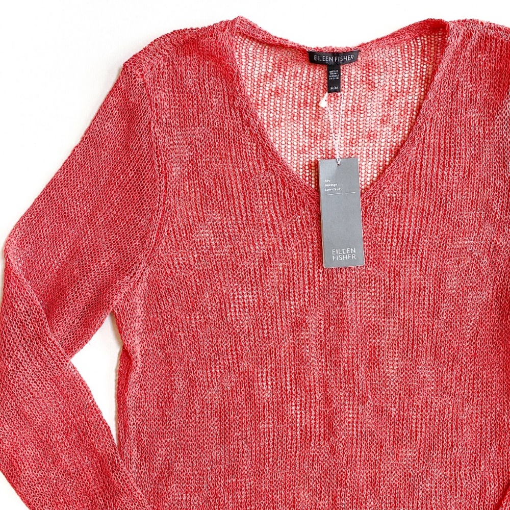 Eileen Fisher Melange Open Mesh Knit Top - Picture 2 of 8
